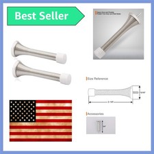 Durable Wall-Mounted 2-Pack Satin Nickel Spring Door Stoppers for Modern Homes