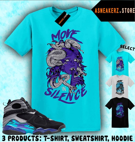 Shirt To Match AJ 8 Aqua 2025 Sneaker Matching Tee Move In Silence T-Shirt - Bild 5 von 5
