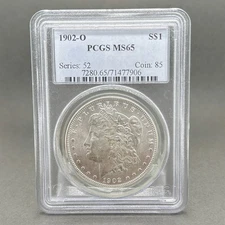 Estate 0.9 Fine Silver 1902-O Morgan Dollar Coin PCGS MS 65