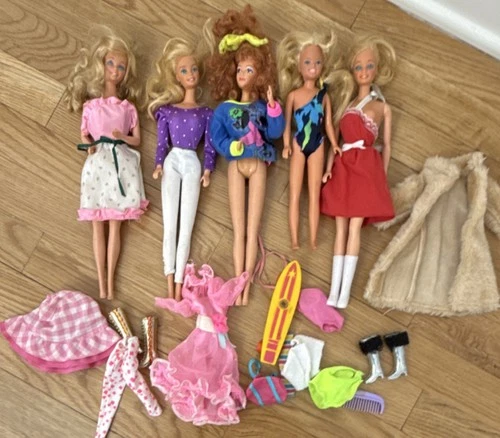 Vintage Mattel Barbie Doll Lot 1980s Blonde Red Hair Outfits Accessories Set