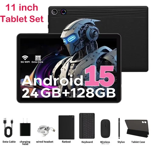 2026 Lastest Tablet 11 inch Android 15 Octa-Core 24GB(RAM)+128GB(ROM) Tablet Set