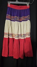 Vintage Handmade Boho Folk Skirt 70s Style Ethnic/Indian Look Embroidered Tiered