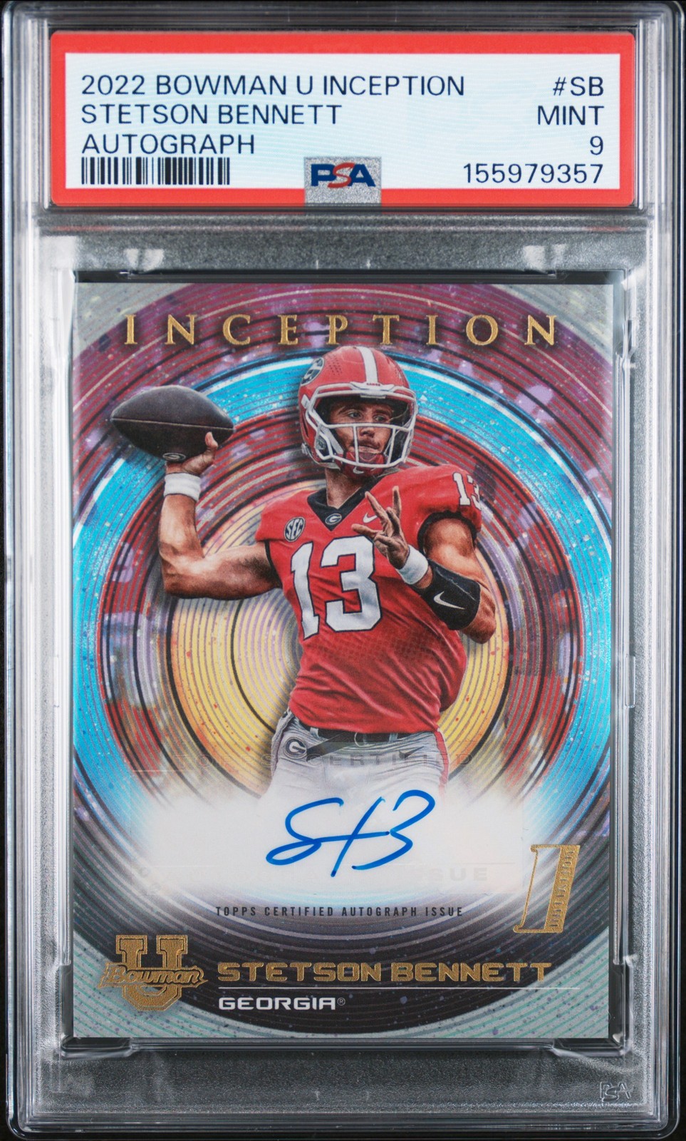 2022 BOWMAN UNIVERSITY INCEPTION AUTO #SB STETSON BENNETT PSA 9 AUTO