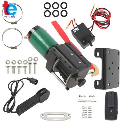 Electric Winch 3000lbs 12VDC/1.3HP Synthetic Rope 1/5in*32ft For ATV UTV