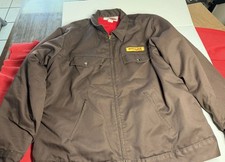 Vintage 1970s Dickies Work Mechanic Garage Zippered 4 Pocket Brown Jacket Coat
