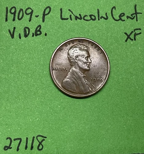1909-P VDB Lincoln Wheat Cent 1c Xf Extra Fine