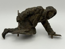 Nikolai Ivanovich Lieberich Russian Bronze Sculpture Seal Hunter on Ice Pick Axe