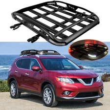 50"x38" Roof Rack Cargo Carrier Basket Cross Bars w/ LED Lights For Nissan Rogue
