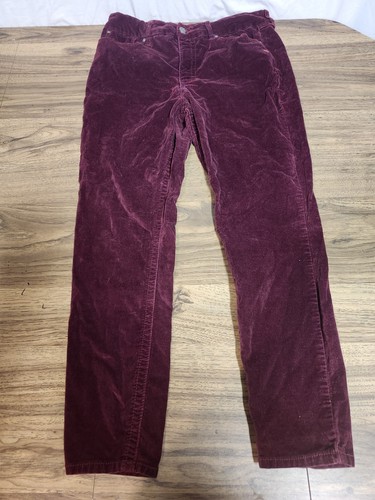Seven 7 For All Mankind Größe 16 Burgunderrot Samt Bauchlos Hoch geschnitten Skinny...