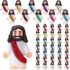 50 Pcs Little Jesus Figurines God Bless You Small Rubber Jesus Toys Doll Easter