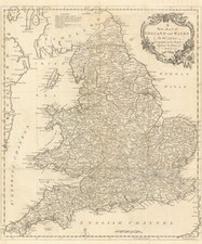A New Map of England and Wales by Thomas Jefferys 1757 old antique chart