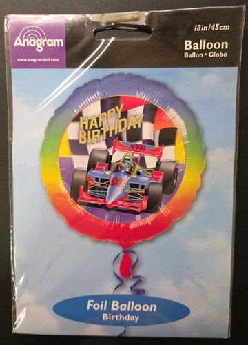 Foil Balloon 18" / 45cm #30 RACE Car Happy Birthday Mylar Balloon. NIP - 第 1/2 張圖片