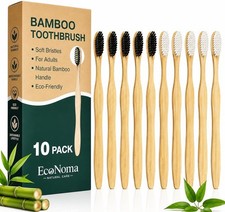 10 Pack Bamboo Toothbrushes Adults Soft Brist...