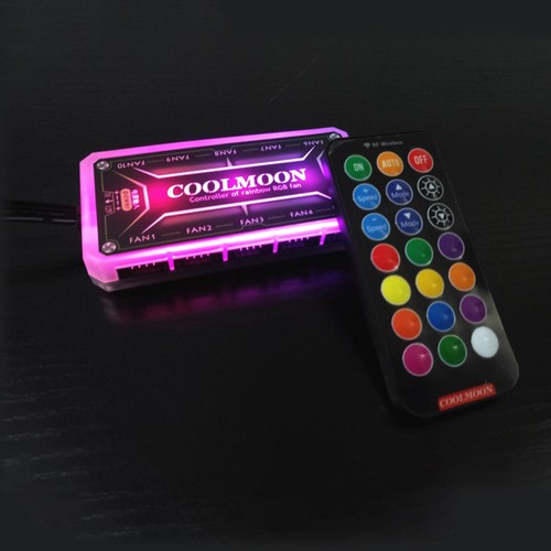 RGB Fan Controller Remote Control Computer Case 12V PC Cooling Chassis Fan Hub X - Afbeelding 8 van 12