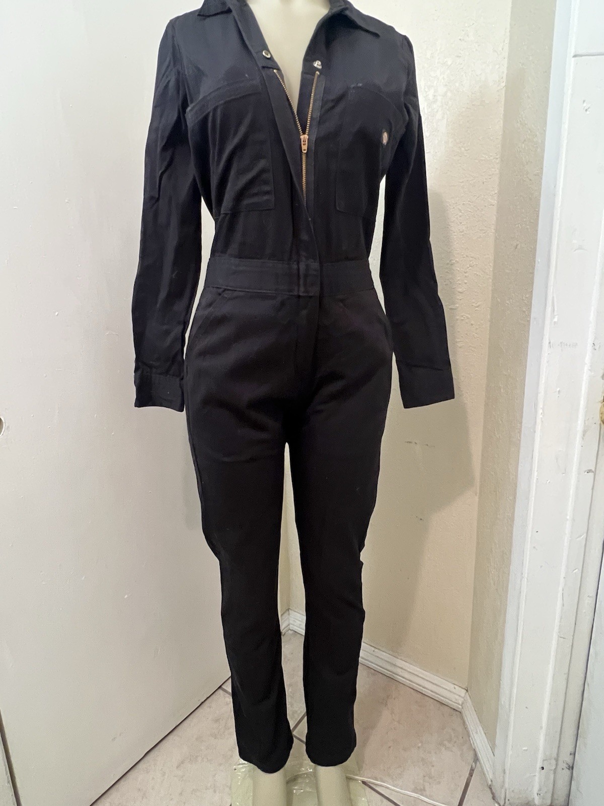 Dickies Women&rsquo;s Jumpsuit Black Color Coveralls Size XS Long Sleeve Zip Up NWOT
