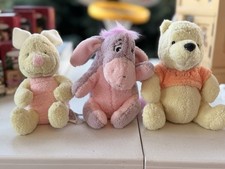 Disney Store Y2K Winnie The Pooh, Piglet,  Eeyore Pastel Plush