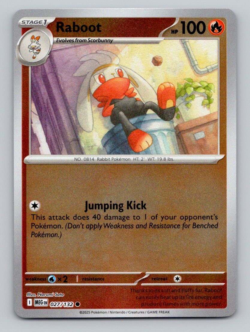 Raboot 027/132 Common Mega Evolution Pokemon Reverse Holo Near Mint