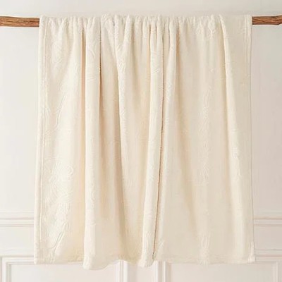 South Street Loft 60'' x 70'' Embossed Plush Throw Ivory