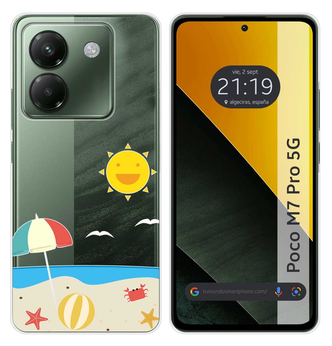Cover Silicone Trasparente per Xiaomi Poco M7 Pro 5G Disegno Spiaggia Disegni