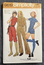 Vintage 1970s Simplicity Pattern 9619 Junior' JUMPSUIT in 3 Lengths 11/12 Retro