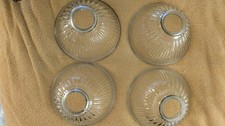 Set Of 4 Prismatic Ribbed Glass Shade 6.5 x 4 x 1.5 Fitter  Light Globe 