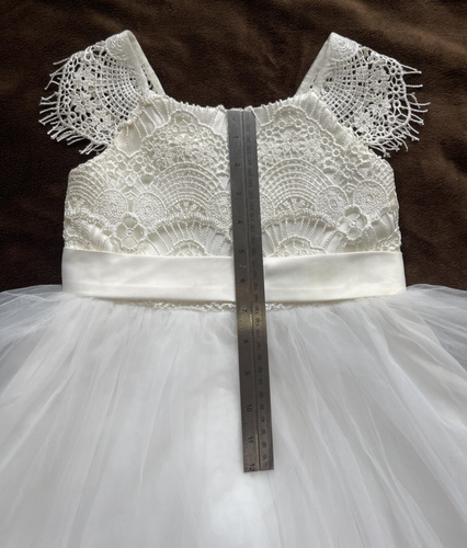 White Tulle Flower Girl Dress Formal Wedding First Communion Size 4-5 w/basket - Picture 12 of 17