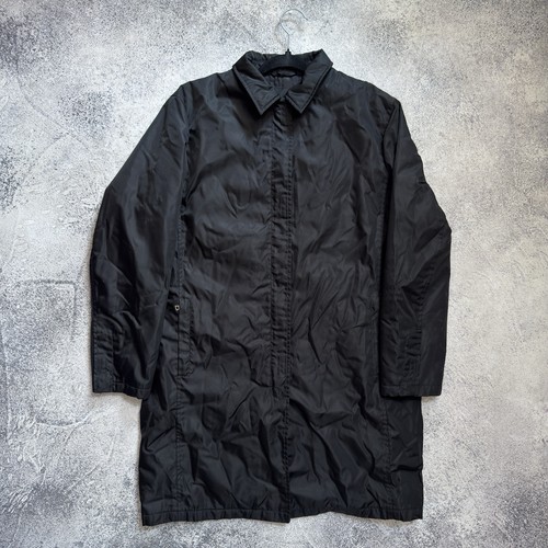 Prada, Cappotto Auto Vintage Prada Uomo Nylon Nero Trench Mac Giacca Taglia S Made In Italy
