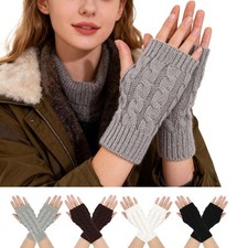 Women's Fingerless Winter Gloves Half Finger Knit Gloves Soft  Warm Glove
