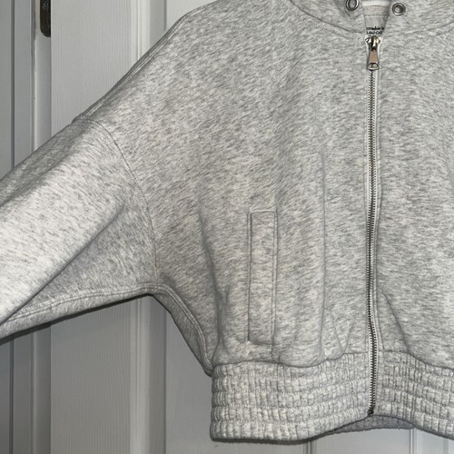 Abercrombie & Fitch Soft Collection cropped gray full zip-up hood sweatshirt XS - Foto 7 di 12