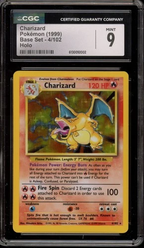 Pokemon Charizard Base Set Unlimited Holo Rare #4 CGC 9 Mint