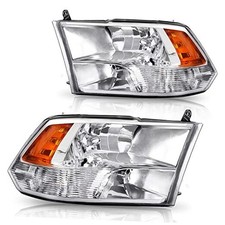 Headlight Assembly Compatible Passenger and Driver Side OE-Chrome/Amber/Clear