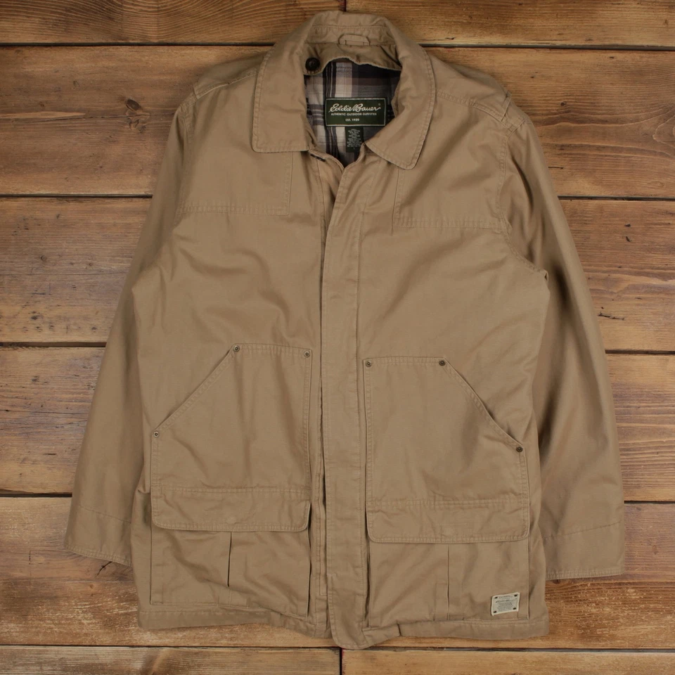 Vintage Eddie Bauer Workwear Jacket L Chore Barn Beige