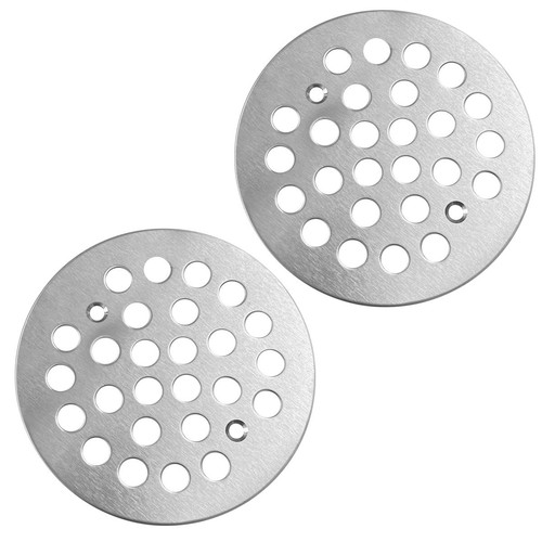 2Pcs Brushed Nickel Snap-In Shower Floor Drain Cover4-1/4 Inch round Shower Dra