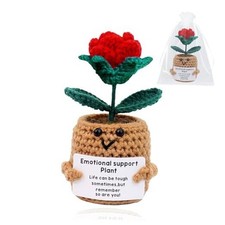 Handmade Positive Roses Doll Crochet Plant Flowers Rose-emotional Support