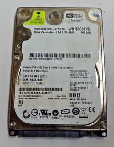 WESTERN DIGITAL *** WD1600BEVS *** 160 GB***SATA HDD Notebook 2,5 Zoll #NFP1178