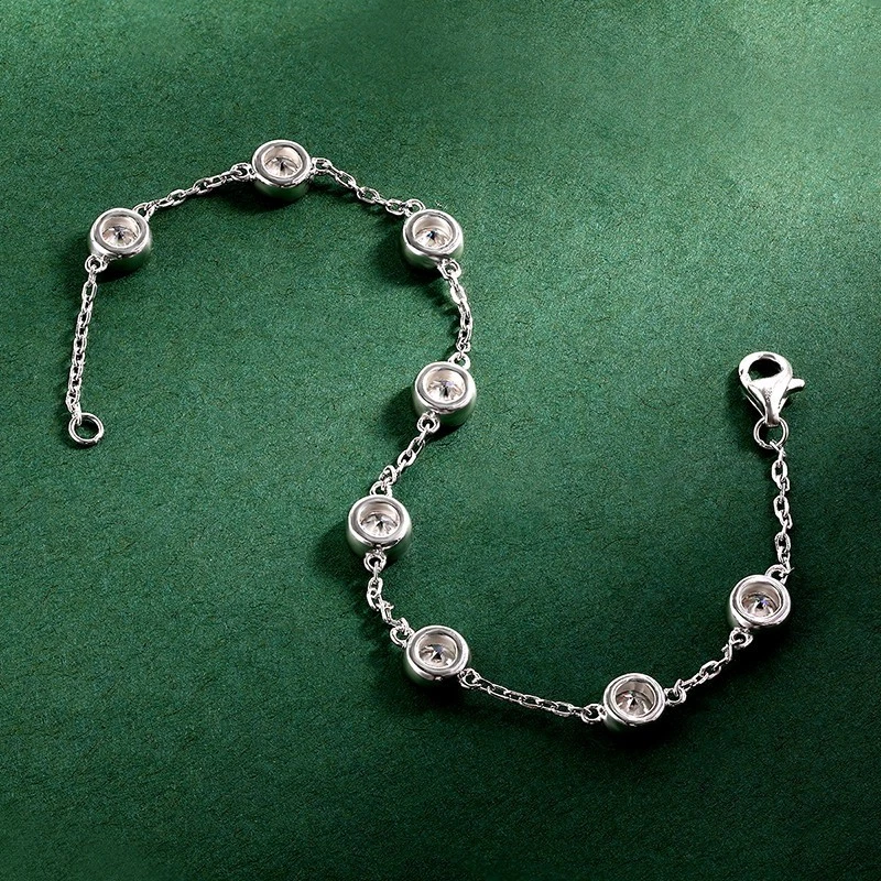 Full 4mm Round Moissanite Bubble Bracelet 925 Sterling Silver Chain Pass Tester - Image 4 of 4