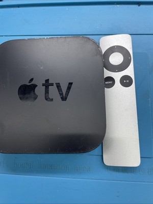 Apple TV Black MODEL: A1469 With Remote Control Tested  Power Cable And Hdmi In