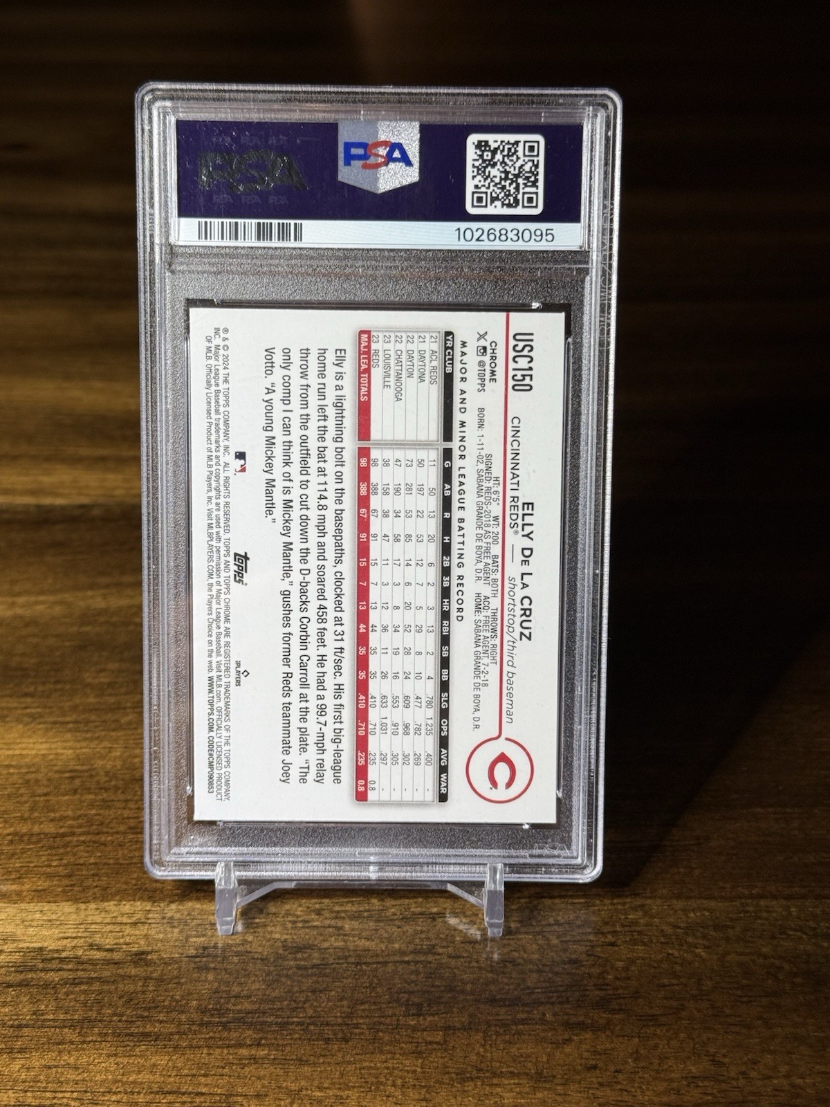 2024 Topps Chrome Update - Elly De La Cruz - RC No. USC 150 - PSA 10 GEM MT view 2