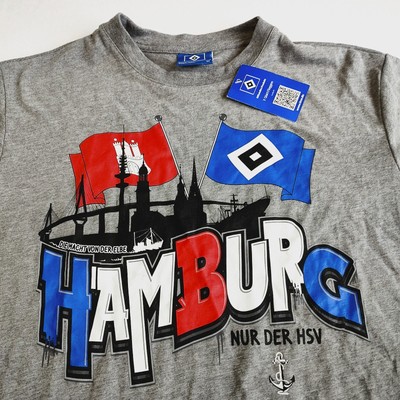 Hamburg FC T Shirt Mens M Gray Graphic Print Short Sleeve Official Bundesliga 