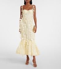 ZIMMERMANN Dawning Linen and Silk Midi Dress Size AU1 S