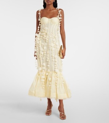 ZIMMERMANN Dawning Linen and Silk Midi Dress Size AU1 S