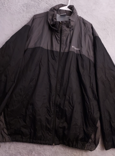 Columbia Jacket Mens 4XLT Gray Rain Windbreaker Hooded Full Zip Glennaker Lake