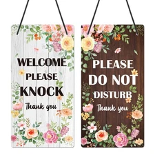 Do Not Disturb Door Hanger Sign - Welcome Please Knock Door Signs Flower Doub...