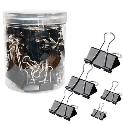 120Pcs Binder Clips Assorted Size, Office Clips with Clear Storage Container,