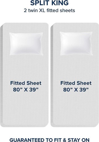 Split King Sheets- 5 Piece Adjustable Split King Sheets Sleep Number Bed- 1800 U - Picture 3 of 9