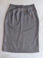 Vintage 1990 Houndstooth Midi Pencil Skirt Wool Blend Pocket