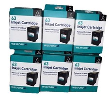6X WEXFORD 63 Inkjet Cartridge Black Replaces HP 63 OEM F6U62AN