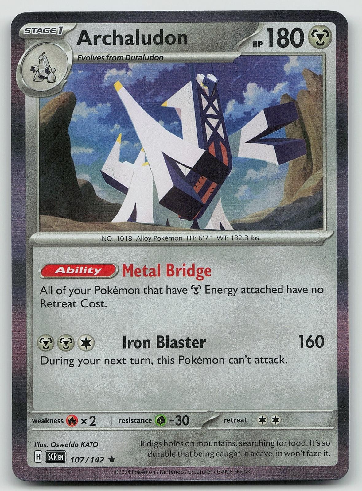 Pokemon Archaludon 107/142 Stellar Crown Rare Holo NM