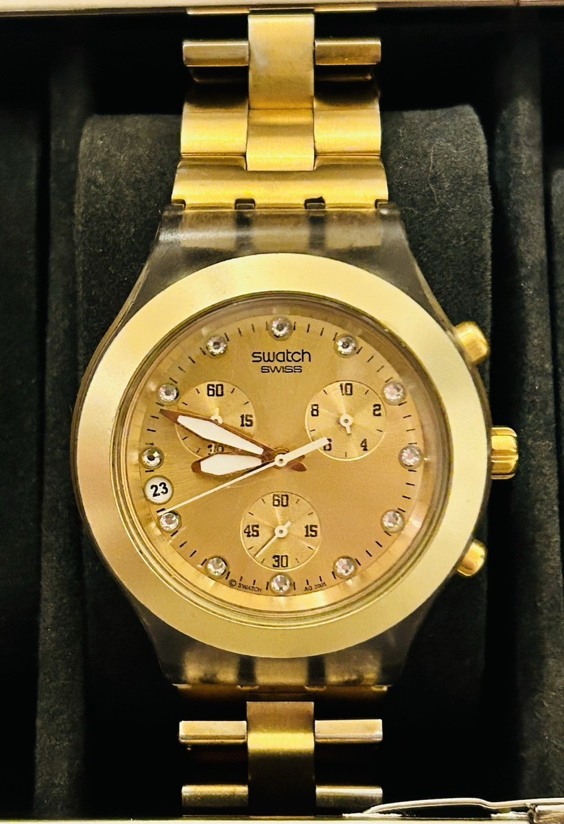 Swatch Irony Diaphane Gold Swiss Quartz Chronograph, Working | eBay