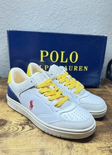 NWB Polo Ralph Lauren Kid  s White Leather/Mesh/Suede Sneakers Sz 4 23 cm 